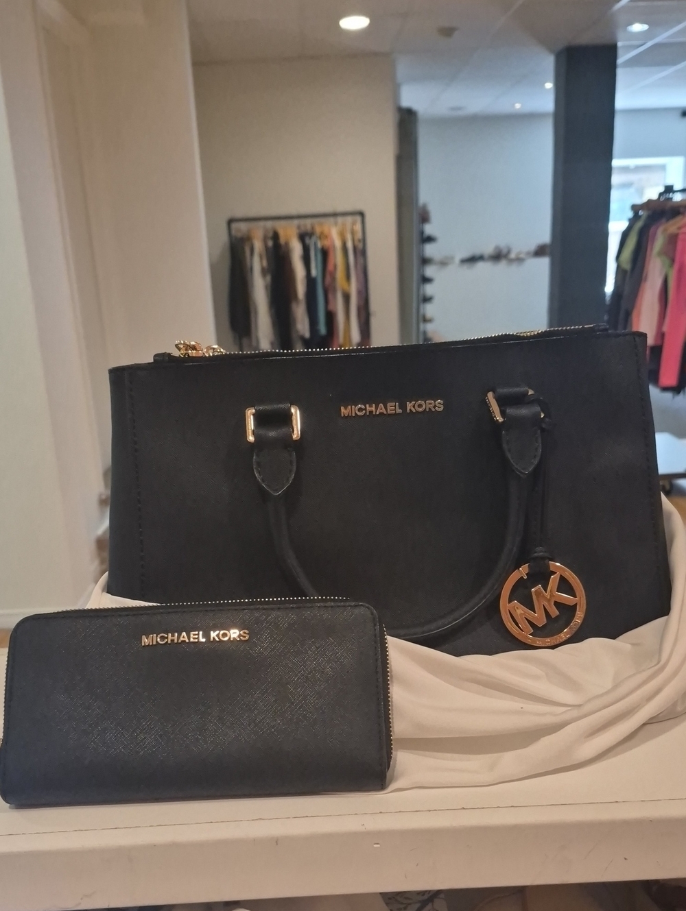 Michael Kors Sutton Medium Safiano Leather Satchel And Wallet